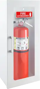 Surface Mount Metal Fire Extinguisher Cabinet - Door with Handle - White